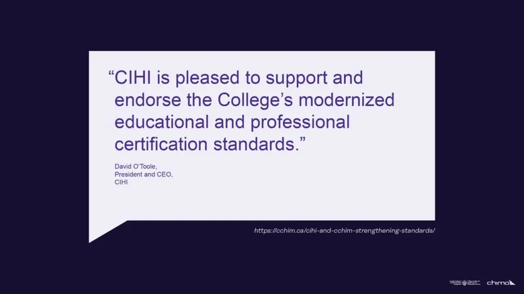 CIHI quote of endorsement